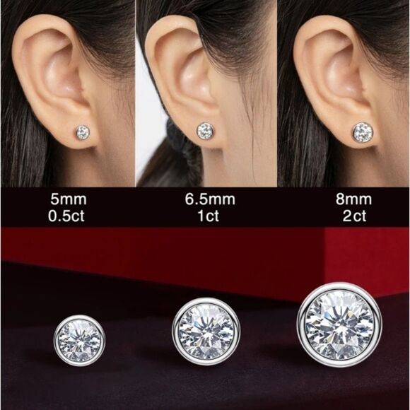 Certified 2CT VVS1 Moissanite Diamond Luxury Stud Earrings - Picture 13 of 14